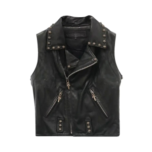 Chrome Hearts Studded Biker Leather Vest Black (1) | Fragment Clothing