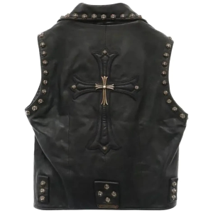 Chrome Hearts Studded Biker Leather Vest Black (2) | Fragment Clothing