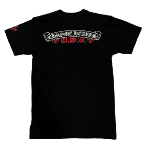 Chrome Hearts USA Scroll Logo T Shirt BlackRed (1) | Fragment Clothing Streetwear