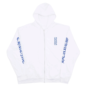 Chrome Hearts Vertical Logo Zip Up Hoodie WhiteBlue (1) | Fragment Clothing Streetwear