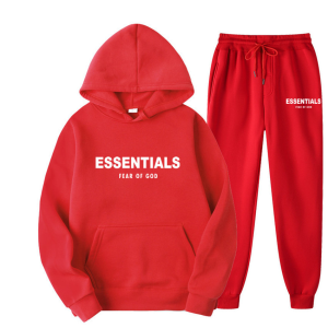 Essentials Hoodie Fear of God Red TrackSuit | Fragment Clothing Streetwear