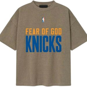 Fear of God Essentials Knicks 90's Tee Homestead Heather (2) | Fragment Clothing Streetwear