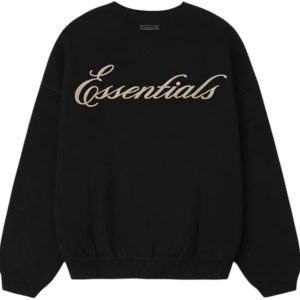 Fear of God Essentials Waffle Crewneck Sweater Vintage Black | Fragment Clothing Streetwear - View 2