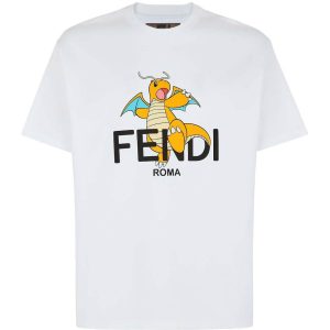 Fendi x FRGMT x Pokemon T-shirt White/Black | Fragment Clothing - View 2