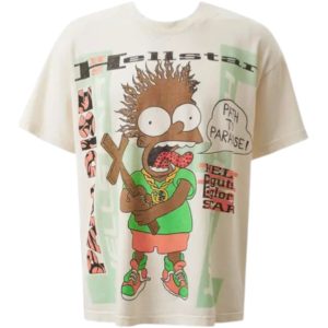 Hellstar Cartoon Cross T shirt White | Fragment Clothing Streetwear