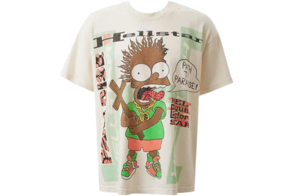 Hellstar-Cartoon-Cross-T-shirt-White Hellstar Cartoon Cross T shirt White | Fragment Clothing Streetwear