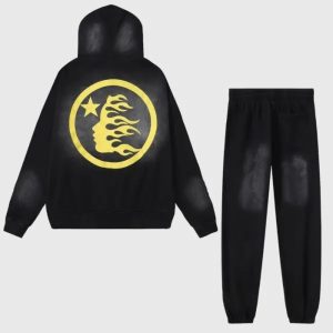 Hellstar No Guts No Glory! Black Tracksuit | Fragment Clothing Streetwear - View 2