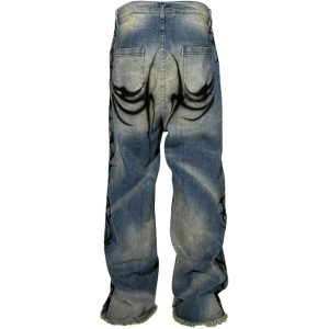 Hellstar Raw Edge Airbrushed Jeans Blue | Fragment Clothing - View 2