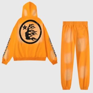 Hellstar Tracksuit In Fire Orange Dye | Fragment Clothing Streetwear - View 2