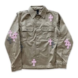 Chrome Hearts Work Dog Jacket Pink & Checkered Crosses | Fragment Clothing Streetwear