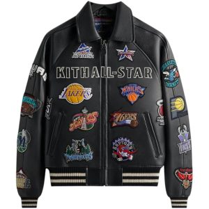 Kith AVIREX NBA All Star Bomber Jacket BlackMulticolor (1) | Fragment Clothing Streetwear