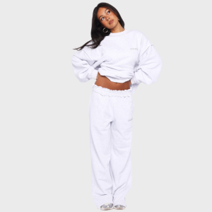 On My Own Terms Wide Leg Track Suit Grey Marle | Fragment Clothing - View 2
