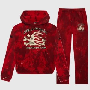 Red Tie Dye Skull Tracksuit By Hellstar Sports (1) | Fragment Clothing Streetwear