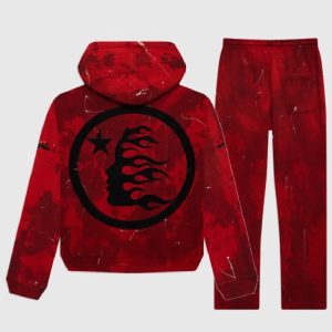 Red Tie-Dye Skull Tracksuit By Hellstar Sports | Fragment Clothing Streetwear - View 2