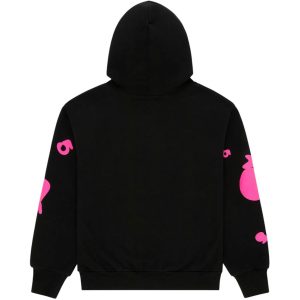 Sp5der Beluga Angel Number Hoodie Black | Fragment Clothing Streetwear - View 2