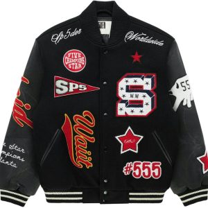 Sp5der District V Varsity Jacket Black