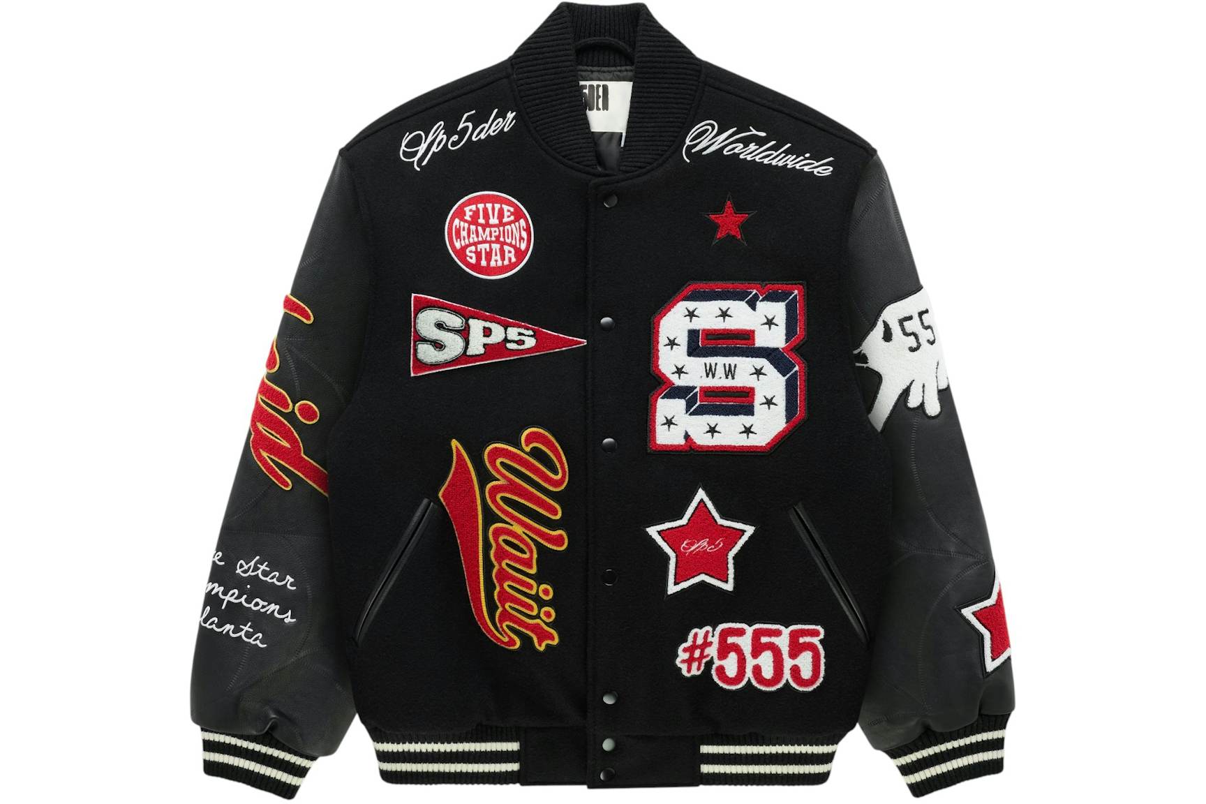 Sp5der District V Varsity Jacket Black Sp5der District V Varsity Jacket Black
