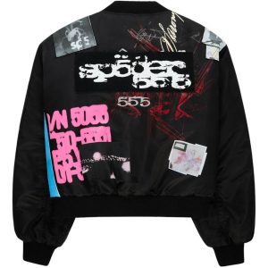 Sp5der Vet Bomber Jacket Black | Fragment Clothing Streetwear - View 2