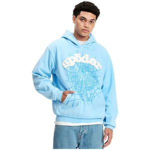 Sp5der Web Hoodie Sky Blue | Fragment Clothing Streetwear - View 2