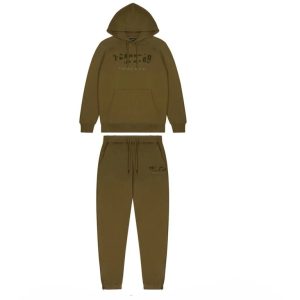 Trapstar Chenille Decoded Hooded Tracksuit Olive Camo