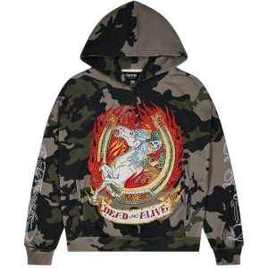 Trapstar x Ed Hardy Dead Or Alive Rhinestone Hoodie | Fragment Clothing Streetwear