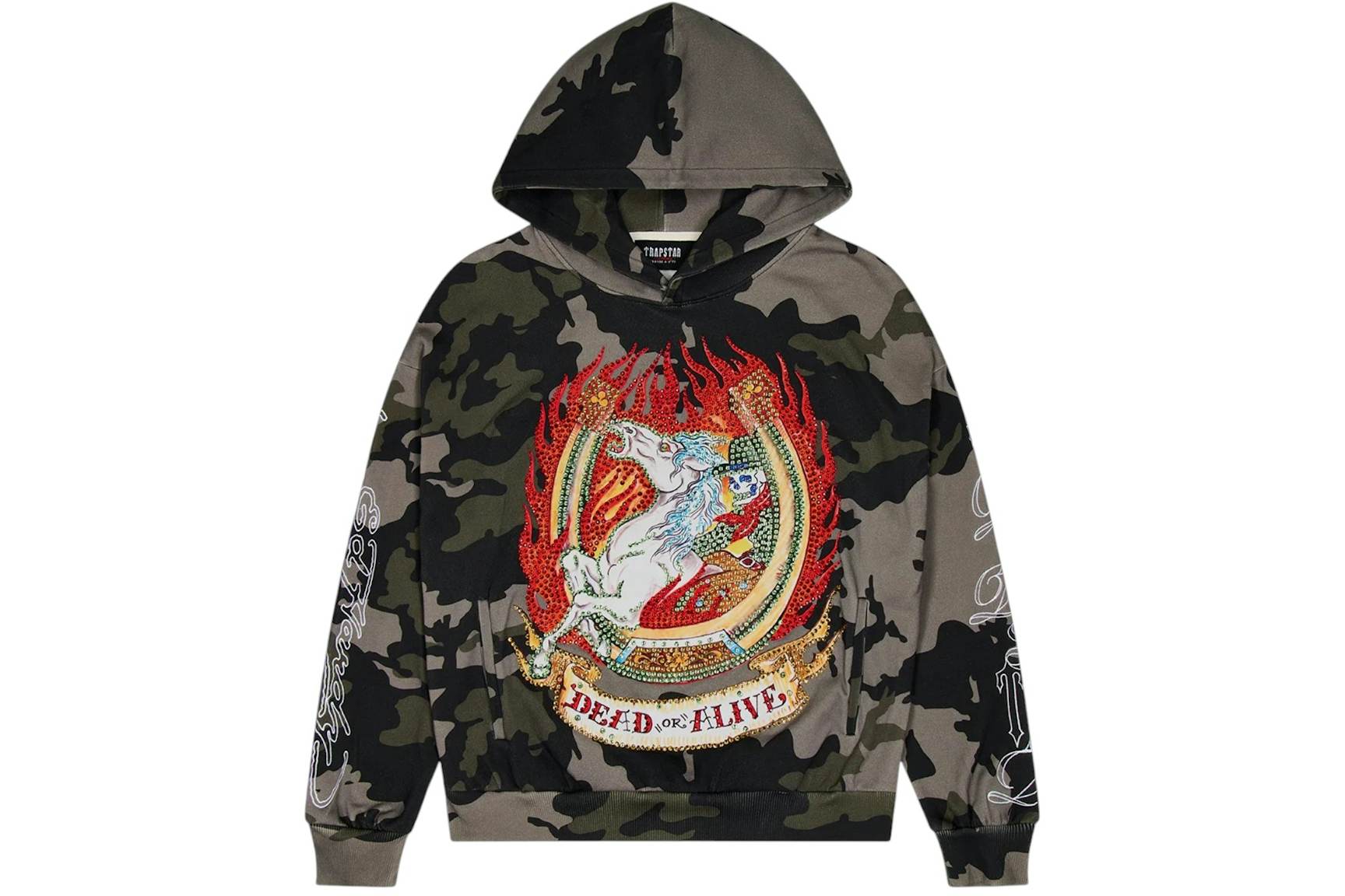 Trapstar x Ed Hardy Dead Or Alive Rhinestone Hoodie Trapstar x Ed Hardy Dead Or Alive Rhinestone Hoodie | Fragment Clothing Streetwear