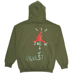 Travis Scott Jordan Cactus Jack Highest Hoodie Olive (2) | Fragment Clothing Streetwear