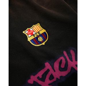 Travis Scott x Nike x FC Barcelona Spray Logo Hoodie Black Product 2 | Fragment Clothing Streetwear