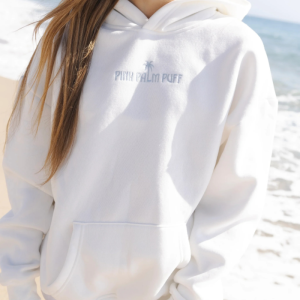 Pink Palm Puff Oversized Hoodie – White | Fragment Clothing Streetwear - View 2