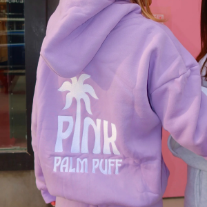 Pink Palm Puff Classic Oversized Hoodie