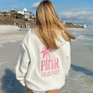 Pink Palm Puff Classic Oversized Hoodie – Pink Opal