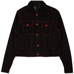 Vlone LA Exclusive Stripper Pole Denim Jacket 'BlackRed' | Fragment Clothing Streetwear