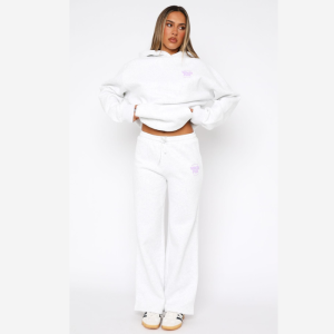 With Love For You Wide Leg Sweatpants Grey Marle Track Suit (1) | Fragment Clothing Streetwear