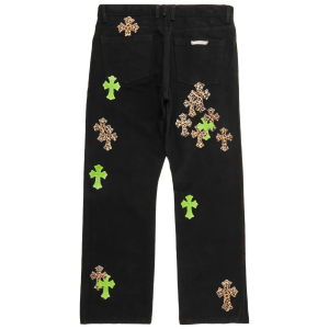 Chrome Hearts Green & Leopard Cross Patch Jeans Black | Fragment Clothing