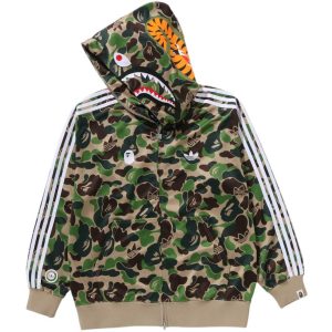 adidas x BAPE Relaxed Fit Track Camo Shark Full Zip Hoodie Green 2 | Fragment Clothing Streetwear