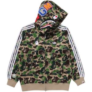 adidas x BAPE Relaxed Fit Track Camo Shark Full Zip Hoodie Green | Fragment Clothing Streetwear