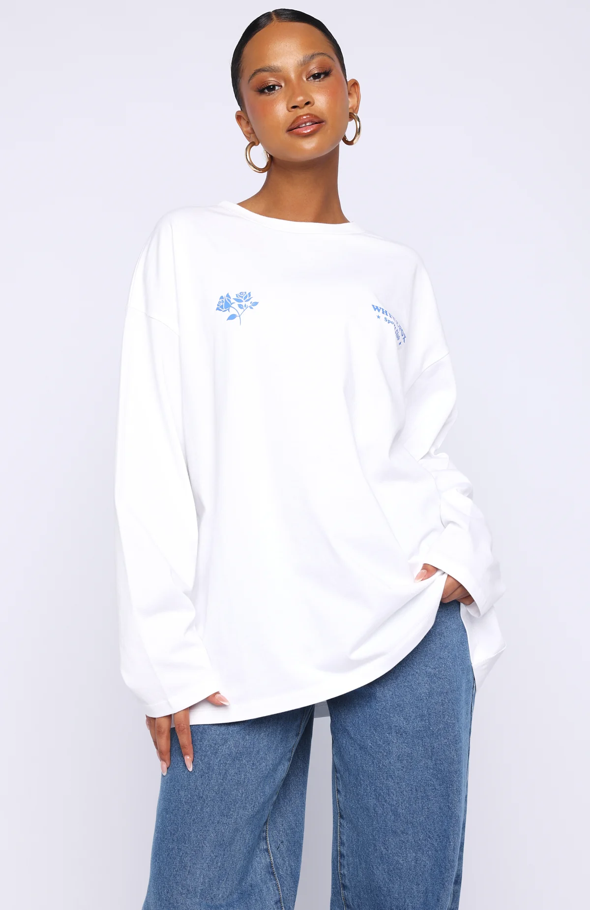 white-fox-little-bit-loud-oversized-long-sleeve-tee-white-02_1024x1024@2x.progressive (1) Little Bit Loud Oversized Long Sleeve Tee White | Fragment Clothing - View 3