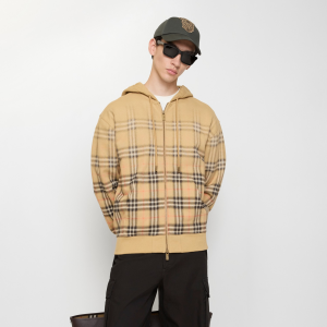 Relaxed Fit Gradient Check Cotton Zip Hoodie | Fragment Clothing - View 2