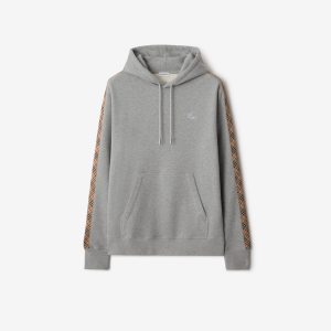 Slim Fit Check Trim Cotton Hoodie | Fragment Clothing