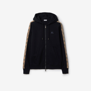 Slim Fit Check Trim Cotton Zip Hoodie | Fragment Clothing