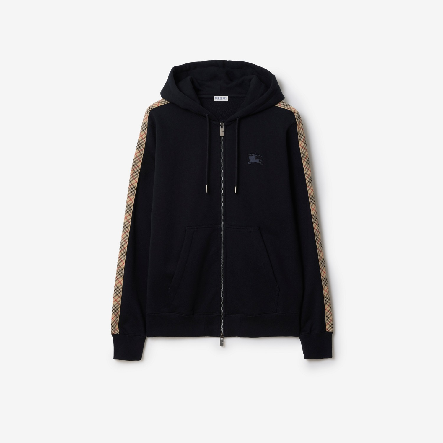 6ECF66A3-4A5F-4949-B663-5C6B8E6D73A4 Slim Fit Check Trim Cotton Zip Hoodie | Fragment Clothing