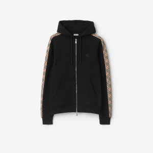 Slim Fit Check Trim Cotton Zip Hoodie | Fragment Clothing