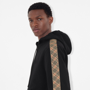 Slim Fit Check Trim Cotton Zip Hoodie | Fragment Clothing - View 2
