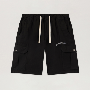 Curved Logo Loose Cargo Shorts Black | Fragment Clothing