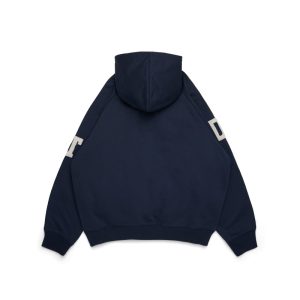 DT Chenille Patch Zip Hoodie Blue | Fragment Clothing - View 2