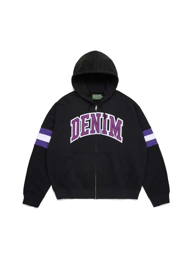 DTStripedZipHoodie-Black-Front DT Stripe Zip Hoodie Black | Fragment Clothing