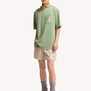 Embroidered Anchor Green Cotton T-Shirt | Fragment Clothing - View 2