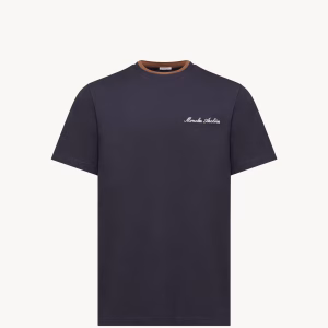 Moncler embroidered Logo Cotton Navy Blue T-Shirt | Fragment Clothing