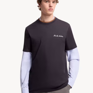 Moncler embroidered Logo Cotton Navy Blue T-Shirt | Fragment Clothing - View 2