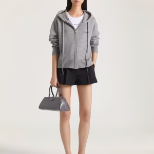 Givenchy Grey Zipped Hoodie in Wool and Cashmere | Fragment Clothing - View 2